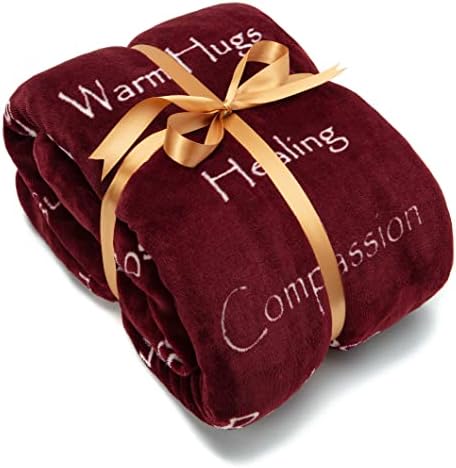 Chanasya Healing Warm Hugs Gift Throw Blanket - Sympathy Gift Cancer Chemo Survivor Get Well Caring Gifts - Comfort Red Gift Blanket for Love Support Strength - Women Men Friend - Maroon