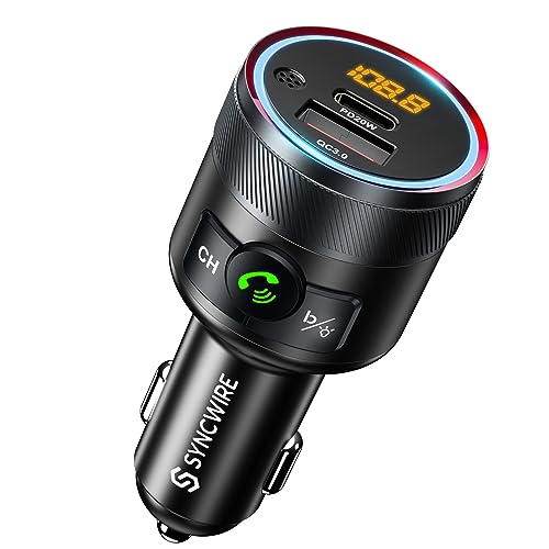 Syncwire Bluetooth 5.4 FM Transmitter for Car, 38W PD&QC3.0 Dual USB Charging Bluetooth Car Adapter Microphone & Bass Sound MP3 Music Player FM Kit with Hands-Free Calling by SYNCWIRE - Used condition - US$21.93