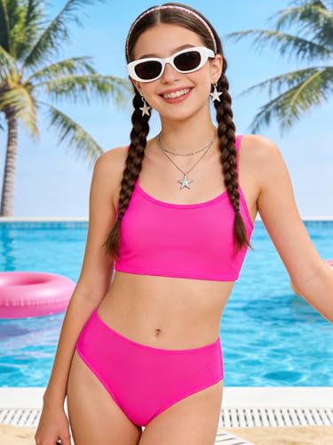 Image of Girls Swimsuit 3 Piece Bathing Suit Printed Sport Bikini Set with Shorts Summer Beach Swimwear for Teen Girls 9-16T