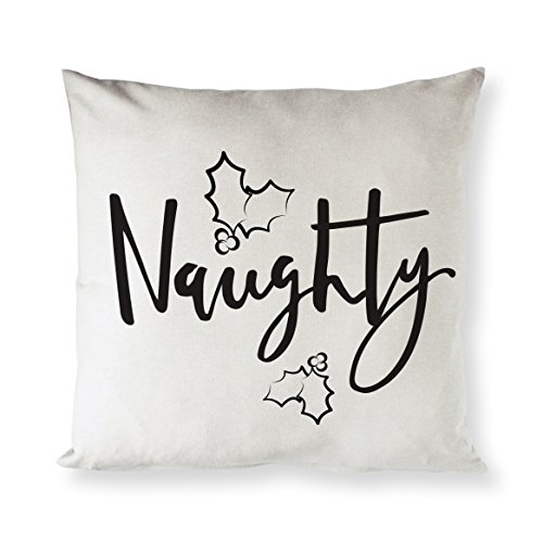 The Cotton & Canvas Co. Naughty Christmas, Holiday Home Decor Pillow Cover, Pillowcase, Cushion Cover and Decorative Throw Pillow Case (Natural Color, Not White)