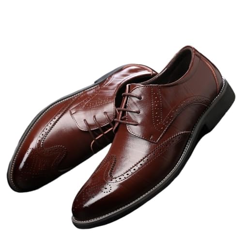 Extra Large Size Men's Shoes Casual Men's Shoes Leather Shoes(Dark Brown,48)