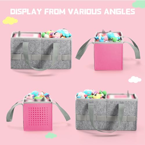 Seracle Carrying Case Travel Felt Bag Compatible with Toniebox 1/2 Audio Player Starter Set and Tonies Figurine (Gray+Pink) by Seracle - Image 3