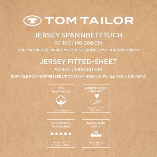 Drap-Housse en Jersey TOM TAILOR Sans Pli Coton Extensible 90x200 - 5