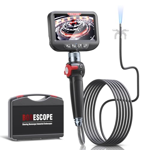 Ralcam Telecamera Endoscopica Endoscopio Industriale - 4,3 Pollici 1080P HD Schermo LCD Sonda Telecamera 8,5mm IP67 Impermeabile Boroscopio Snake a 180° a due vie, 10 LED 2M Cavo Semirigido