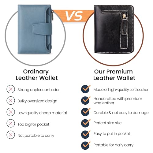 Image of Itslife Women's Rfid Blocking Small Compact Bifold Leather Pocket Wallet Ladies Mini Purse with id Window (Black)