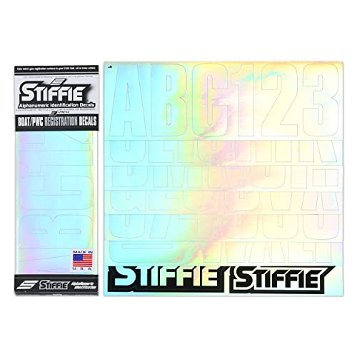 Image of STIFFIE Uniline Rainbow Chrome 3 inch Boat & PWC Registration Decals • Numbers Letters Stickers