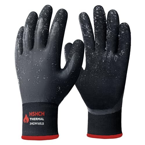 HSHCH Waterproof Winter Work Gloves, Insulated Thermal, Double Latex Coated - image 1