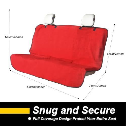 Image of Back Seat Cover for Car Trucks Van SUV Jeep,Waterproof Rear Bench Towel Seat Covers for Dogs and Kids,Automotive Backseat Protector (Red)