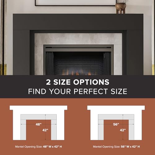 Image of Modern Ember Sabine Wood Fireplace Mantel Surround Kit, Black 48 inch x 42 inch Opening | 72 inch x 54 inch Overall | Minimal Modern Aesthetic; Includes Wooden Mantel Surround & Shelf