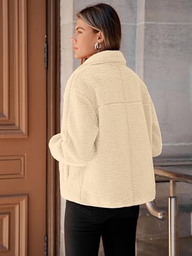 Glamaker Womens Sherpa Fleece Fuzzy Jackets Casual Warm Winter Button Down Long Sleeve Fluffy Coats 2025 Fall With Pockets3