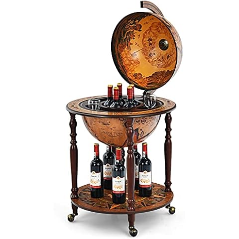 COSTWAY Globe Bar Cabinet with Wheels Cover