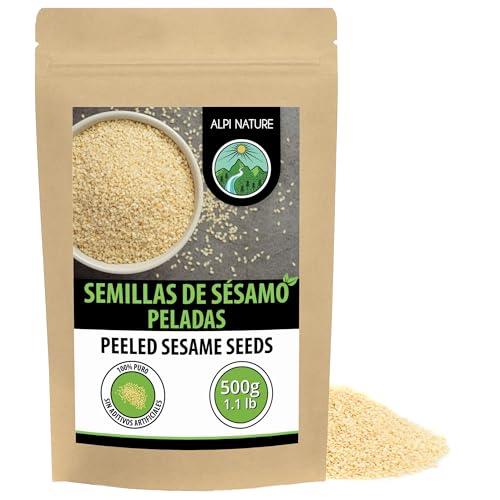 Alpi Nature Semillas de Sésamo Blanco Peladas 500g, Sésamo Blanco Pelado, sin Gluten