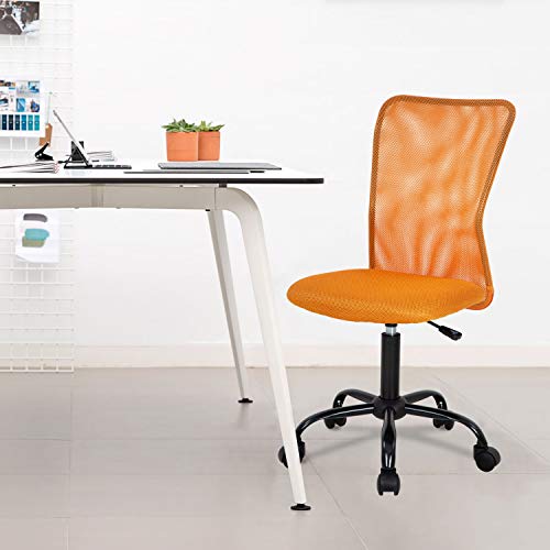 Home Office Chair Mid Back Mesh Desk Chair Armless Computer Chair Ergonomic Task Rolling Swivel Chair Back Support Adjustable Modern Chair With Lumbar Support,Orange #TOP5