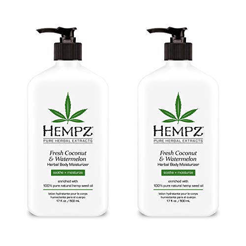 Natural Herbal Body Moisturizer: Fresh Coconut & Watermelon Moisturizing Skin Lotion, 17 Fl Oz - 2 Pack