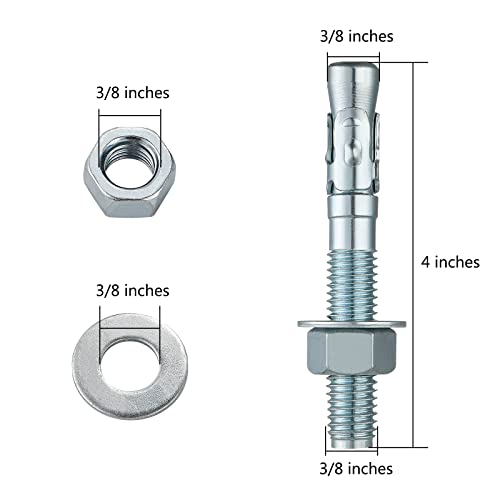 38x434 10pcs inch standard fasteners for heavy-duty zinc wedge anchors for cement and concrete