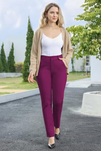 Image of Bamans Dress Pants Women Work Business Office Straight Leg Slacks