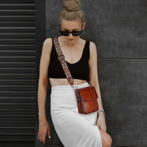 Image of HESHE Small Leather Crossbody Bag for Women RFID Phone Purse with Card Slot | Anti Theft,Genine Leather,Wide Adjustable Strap,Multi-Pocket Fits 6.9 inch Phone Trendy Shoulder Cross Body Bag for Daily,Travel