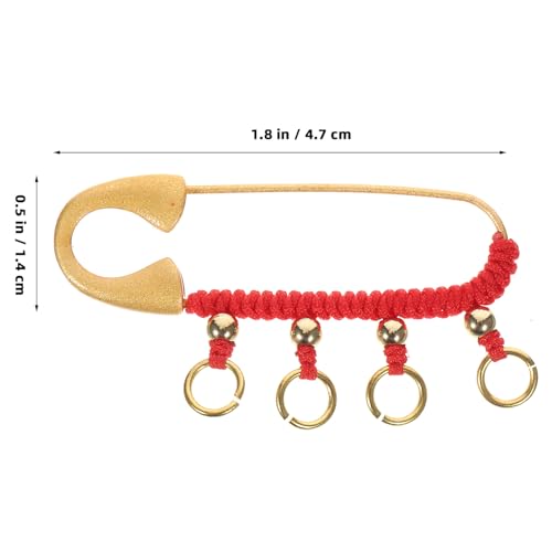 Image of Chinese Vintage Brooch Pin, Retro Amulet Safety Pin Brooch with 4 Loops, Feng Shui Brass Protection Brooch Pin for women
