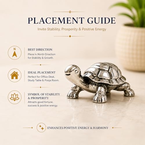 Image of Silver Plated Tortoise Idol for Good Luck (3 Inch) | Vastu Tortoise for Home Decor Living Room | Turtle Showpiece Gift l Kachua Figurine for Stability, Prosperity & Wealth