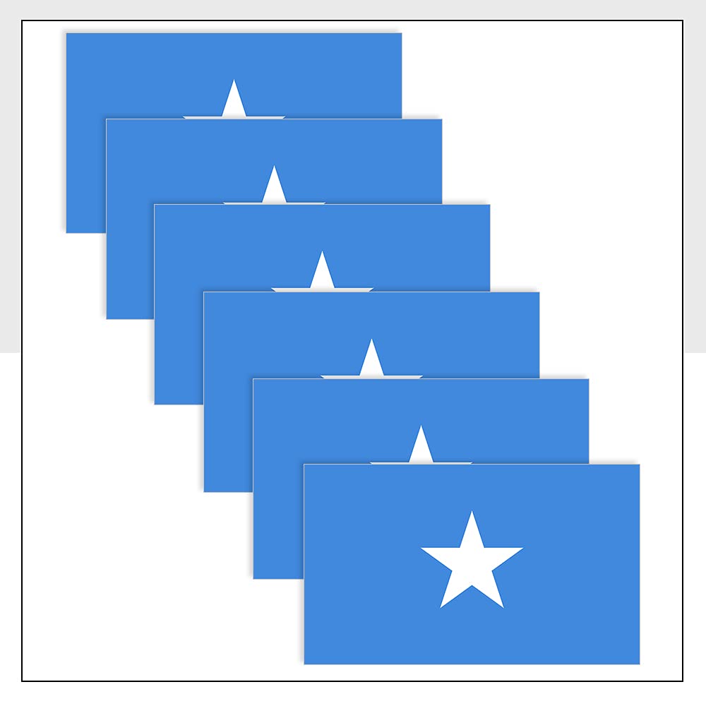 Somalia Flag Stickers Pack of 6 (50 x 33mm) Waterproof SOM Labels for Van Fridge Bike Helmet Packwith® #P1161