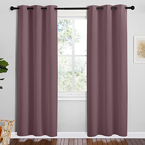 Image of NICETOWN Dry Rose Room Darkening Curtains for Kitchen, Set of 2, 42 inches Wide by 78 inches Long, Window Treatment Thermal Insulated Solid Grommet Room Darkening Curtains /Drapes for Bedroom