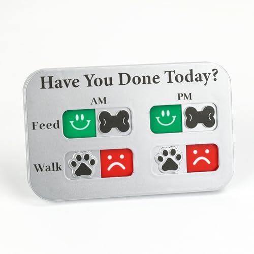 YAUYIK Dog Feeding Reminder, Magnetic Reminder Sticker, AM/PM Daily Indication Chart Feed/Walk Your Pets, Fridge Magnets and Double Sided Tape, Helps You to Track Pet Feeding & Walking (Silver)