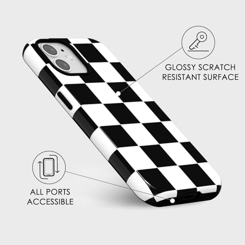 Coque iPhone 11 noir damier solution style et anti rayures