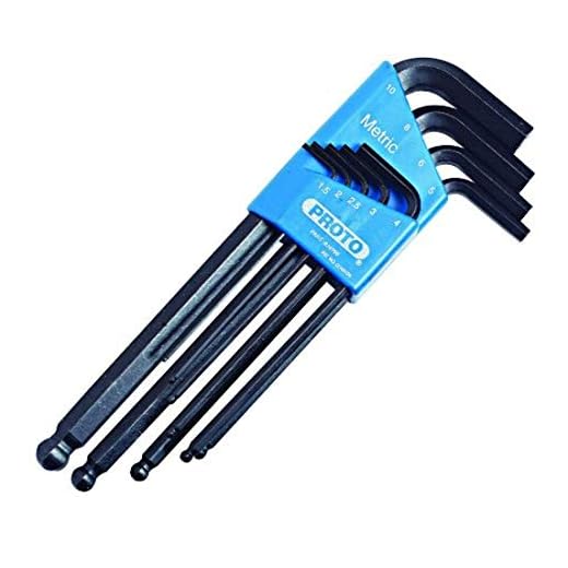 Stanley Proto J4996 Round Head Hex Key Set-Metric, 9PC Black, 1.5 mm; 2 mm; 2.5 mm; 3 mm; 4 mm; 5 mm; 6 mm; 8 mm