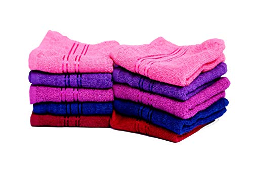 Image of Space Fly SILVERLINE Very Soft Fresh Loom 500 GSM 100% Cotton Face Towel Hanky for Men, Face Towel for Women, Baby face Towels Newborn, Napkins for Hand Towel Small (10 Pieces Multi Dark Color)
