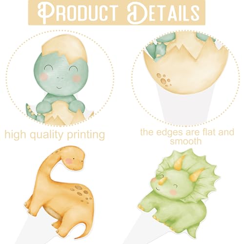 Dinosaur Baby Shower Decorations 48pcs Dinosaur Cupcake Toppers Baby Dinosaur Theme Cupcake Picks for Dino Birthday Party Decoration for Dinosaur Party Dino Roar Theme Baby Showet Supplies - Thumbnail 6
