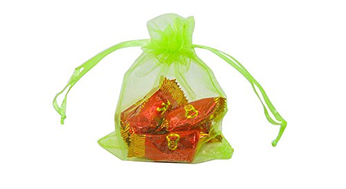 100 pz organza Drawstring Gift bag Pouch Wrap per party/Game/wedding (11,4 x 8,9 cm) Green