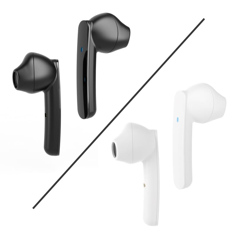 Akai K1 Buds – Écouteurs Bluetooth sans fil ultra fin – 2 couleurs assorties – Blanc et noir