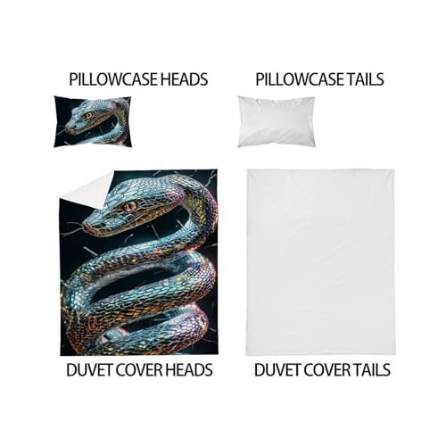 Housse de couette serpent imprimé 3D finitions haut de gamme 135x200 - 5
