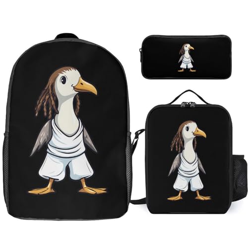 Funny Gooses Classic Backpack Lunch Bag Pencil Case 3 Piece Set Travel Daypack