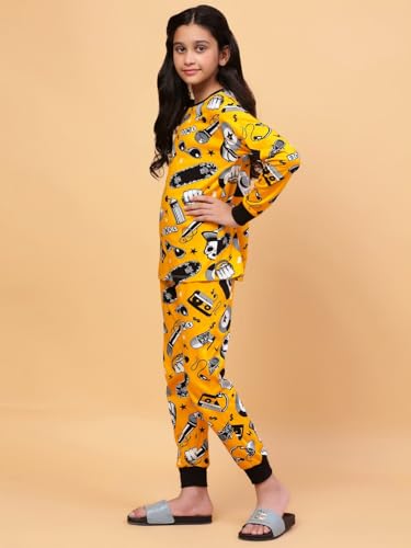 Image of Ninos Dreams Cotton Girls Full Sleeves Coord Set ! Night Suit for Girls ! Tshirt with Jogger Set