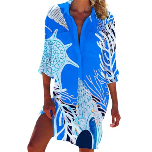 Treer Strandkleid Damen, Eleganter Cover Up Sarong Sonnenschutz Kleid, Leicht Strandponcho für Damen, Sommerkleid für Bikini, Urlaub, Pool, Party...