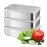 OCEBEEC Contenedores para Alimentos, 3pz Caja de Almacenamiento de Alimentos de Acero Inoxidable, Organización y...