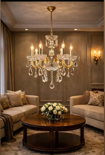 Image of Sanleen Antique Modern Contemporary Glass Chandelier Ceiling Lighting Lamp Hanging Chandelier (6 Lamp) (24 Inch) (Design 2)