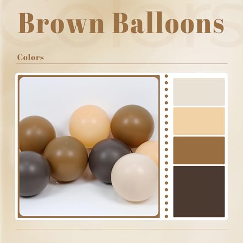 Image of 60pcs Brown Balloons 12inch with Dark Brown Coffee Nude Sand White Balloons for Boho Neutral Cowboy Baby Shower Birthday Party Decorations