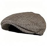Aissmmeio Men's Fashion Newsboy Ivy Hat, Men's Classic Cotton Driving Hat, Herringbone Tweed Wool Blend Cap, Classic Hats,Retro British Style (Light Brown S/M)