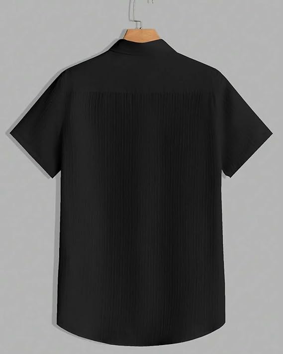 Image of Paralians Men's Regular Fit Solid Pattern Polyester Shirt with Half Sleeve Collar Neck Satandard Length and Button Down Closure Type