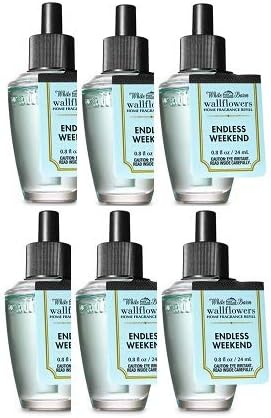 Bath and Body Works 6 Pack Endless Weekend WallFlower Fragrance Refill 0.8 Oz.