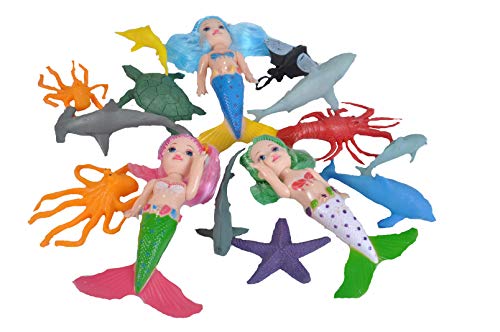 Wild Republic Mermaid Figurines, Toy Bucket, Mermaid Doll, Aquatic Animals, Gifts For Girls, Bath Toys, 33-Pieces #TOP1