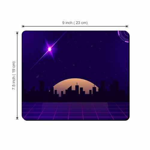 Image of Retro Neon City Gaming Mouse Pad | Futuristic Night Skyline Design | Smooth Surface & Non-Slip Rubber Base | Ideal for Gaming, Office & Home Desk | 9 x 7.5 Inches