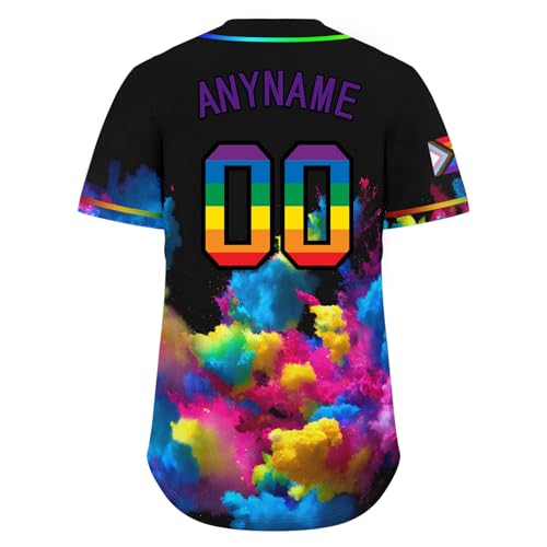 Custom LGBT Pride Baseball Jersey for Men Women Youth, Stitched/Printed Name Number Pride Shirt Rainbow Jersey miniatura 6