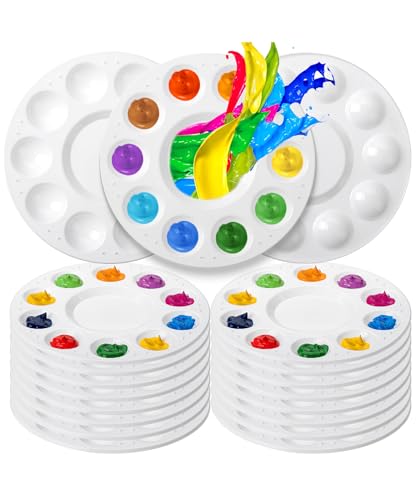 Image of Mr. Pen- Round Paint Tray Palettes, 16 Pack | Plastic White Palettes for Students, Kids, Paint Holder, DIY Craft Class, Painting