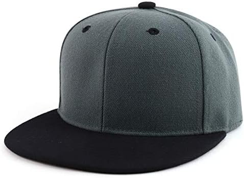 Trendy Apparel Shop Infant to Toddler Kid's Plain Structured Flatbill Snapback Cap - Dk Grey Black