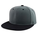 Trendy Apparel Shop Infant to Toddler Kid's Plain Structured Flatbill Snapback Cap - Dk Grey Black