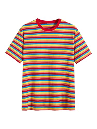 T-shirt rayures arc-en-ciel homme Floerns idéal pour vos sorties d'été