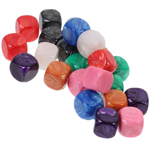 Dados de colores acrílicos en blanco con esquinas redondeadas y superficie lisa